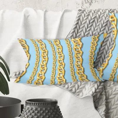 Design Art Gold Chain Pattern - Mid-century Modern Printed Throw Pillow