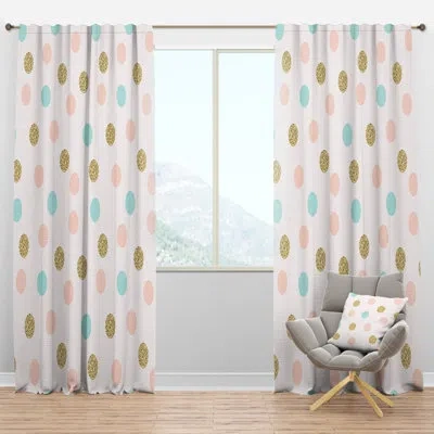 Design Art Gold Chic Design Iii - Mid-century Velvet Curtain - Room Darkening - 1 Panel