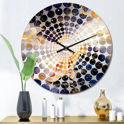 Design Art Gold Cosmic Intrigue Marble Mirage - Marble  Wall Clock In Purple;gold