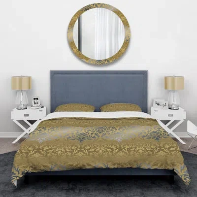 Design Art Gold Damask - Abstract Duvet Cover Set - Microfiber Polyester
