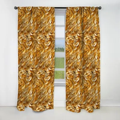 Design Art Gold Fish Scales - Abstract Marble Curtain - Blackout Marble Curtain - 1 Panels