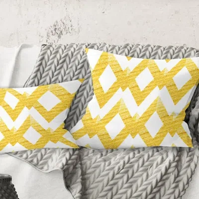 Design Art Gold Glittering Lines Pattern - Glittering Lines Pattern Pillow In Yellow