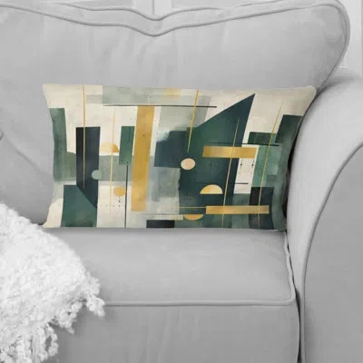 Design Art Gold Green Parallel Universes - Abstract Shapes Printed Throw Pillow In Green;gold