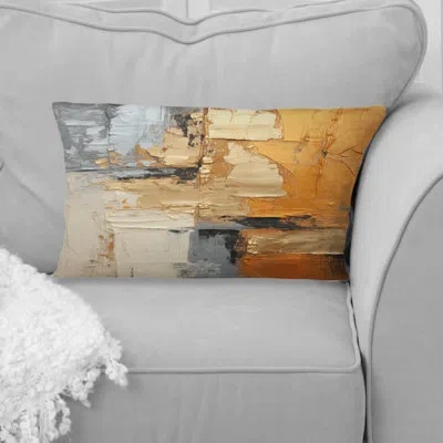 Design Art Gold Grey Gleaming Geometry Xv - Abstract Collages Printed Throw Pillow In Gray;gold