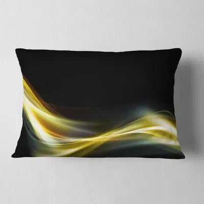 Design Art Gold In Black Upward Lines - Abstract Printed Pillow