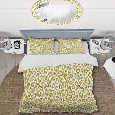 Design Art Gold Leopard Pattern - Animals Duvet Cover Set - Microfiber Polyester