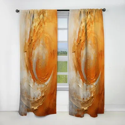Design Art Gold Orange Desert Mirage Spiral Ii - Abstract Spirals Blackout Abstract Curtain - 1 Panel In Orange;gold