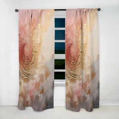 Design Art Gold Pink Desert Mirage Vortex Spiral - Modern Velvet Curtain - Room Darkening - 1 Panel In Pink;gold