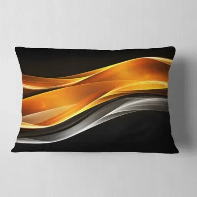 Design Art Gold Pink Inward Waves - Abstract Printed Pillow
