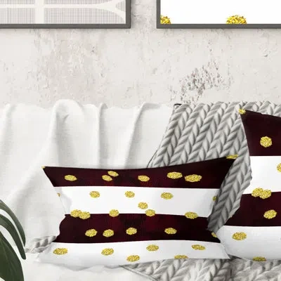 Design Art Gold Polka Dot Pattern I - Mid-century Modern Printed Throw Pillow