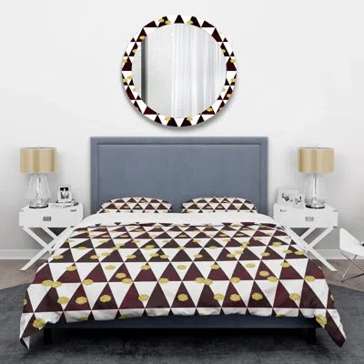 Design Art Gold Polka Dot Pattern Ii - Glam Abstract Duvet Cover Set - Microfiber Polyester