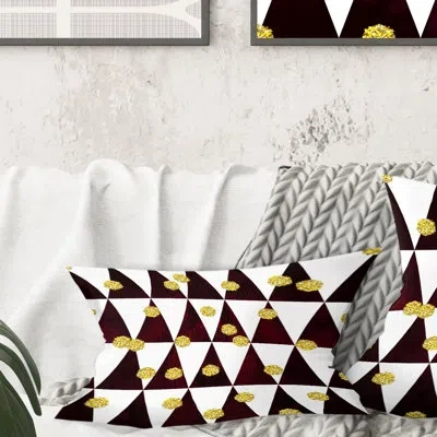 Design Art Gold Polka Dot Pattern Ii - Mid-century Modernprinted Throw Pillow