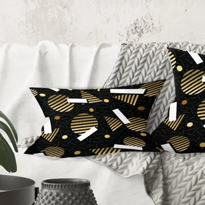 Design Art Gold Retro Circular Pattern - Mid-century Modern Printed Throw Pillow