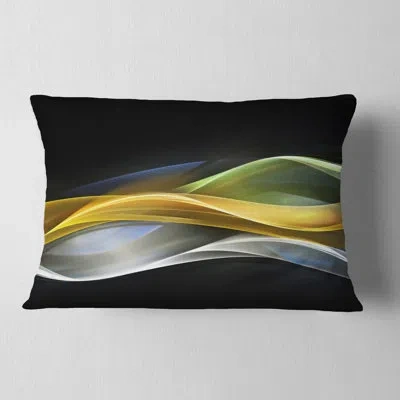 Design Art Gold Silver Straight Yellow Lines - Abstract Printed Pillow