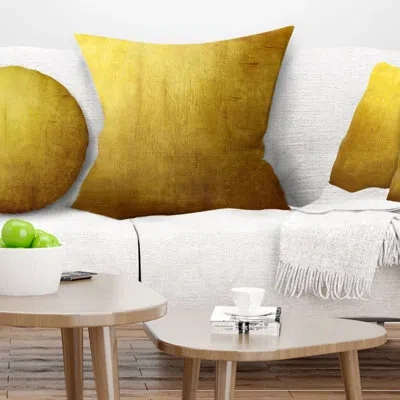 Design Art Gold Texture - Abstract Printed Pillow In Yellow;gold