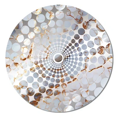Design Art Gold Timeless Marble Classic Delights - Concentric Circles Decorative Mirror In Gold;white