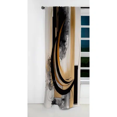 Design Art Gold Touch Art Deco Ii - Abstract Curtain - Blackout Abstract Curtain - 1 Panels In Black;gold