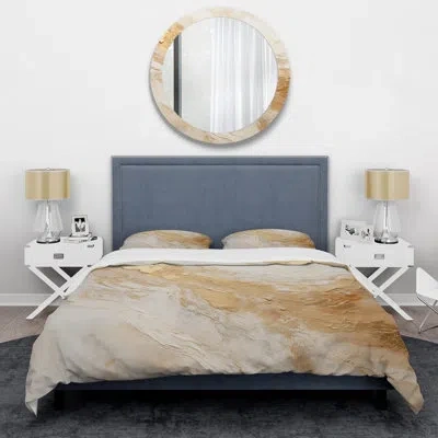 Design Art Gold White Marble Geode Magic - Abstract Marble Duvet Cover Set In White;gold