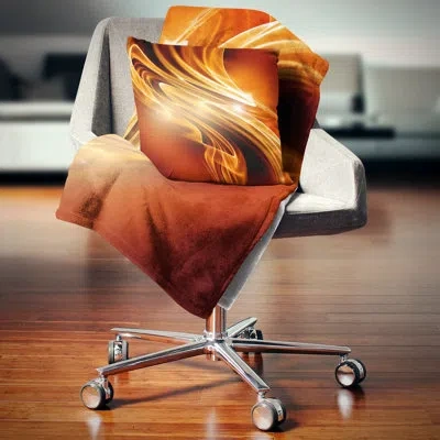 Design Art Golden Abstract Fractal Design - Abstract Printed Pillow
