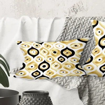 Design Art Golden Art Deco Luxury Geometrics - Mid-century Modern Printed Throw Pillow