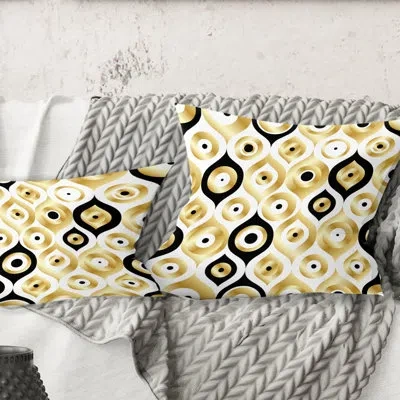 Design Art Golden Art Deco Luxury Geometrics - Mid-century Modern Printed Throw Pillow
