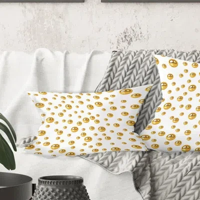 Design Art Golden Circular Pattern Ii - Mid-century Modern Printed Throw Pillow