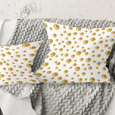 Design Art Golden Circular Pattern Ii - Mid-century Modernprinted Throw Pillow