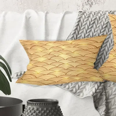 Design Art Golden Clouds In The Sky - Mid-century Modernprinted Throw Pillow