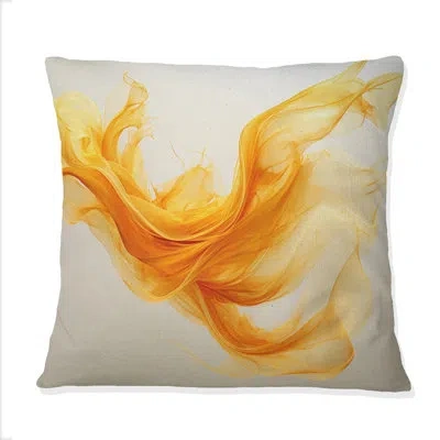Design Art Golden Fading Wave Creature - Abstract Shapes Printed Throw Pillow