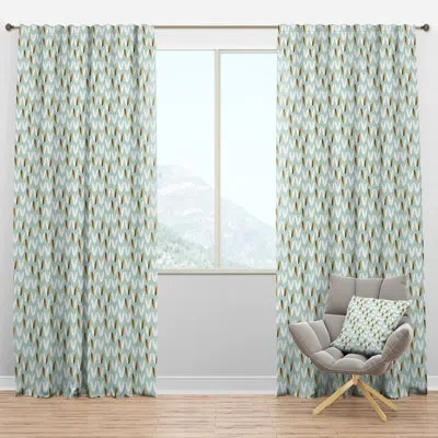 Design Art Golden Foliage X - Abstract Curtain - Velvet Room Darkening - 1 Panel