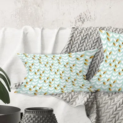 Design Art Golden Foliage X - Mid-century Modernprinted Throw Pillow
