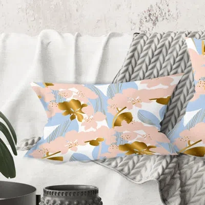 Design Art Golden Foliage Xv - Mid-century Modern Printed Throw Pillow