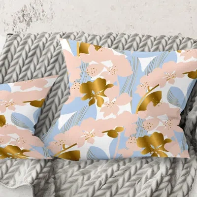 Design Art Golden Foliage Xv - Mid-century Modern Printed Throw Pillow In Purple