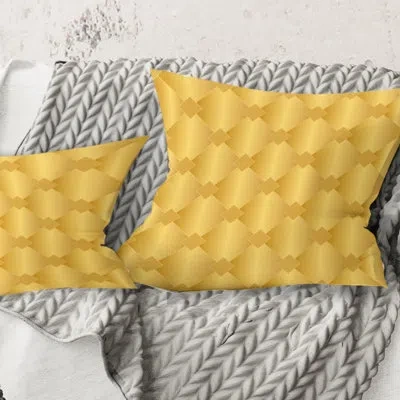 Design Art Golden Geometric I - Mid-century Modernprinted Throw Pillow In Yellow