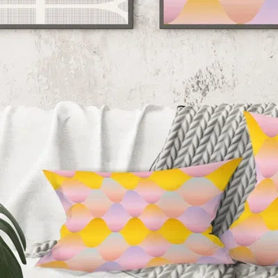 Design Art Golden Geometrical Diamond Pattern Ii - Mid-century Modern Printed Throw Pillow