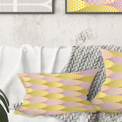 Design Art Golden Geometrical Fish Scale - Mid-century Modern Printed Throw Pillow
