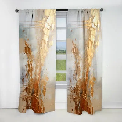 Design Art Golden Gleam Ii - Modern Velvet Curtain - Room Darkening - 1 Panel