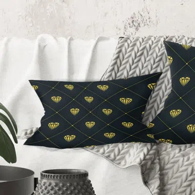 Design Art Golden Heart Design - Mid-century Modernprinted Throw Pillow