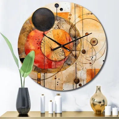 Design Art Golden Hue Horizons Vintage Pink Gold Ii Metal Wall Clock In Pink;gold