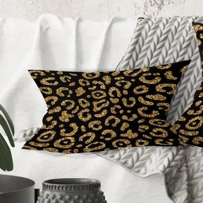 Design Art Golden Leopard Fur - Mid-century Modern Printed Throw Pillow
