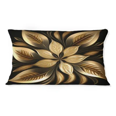 Design Art Golden Lily On Black Iii - Lily Printed Throw Pillow