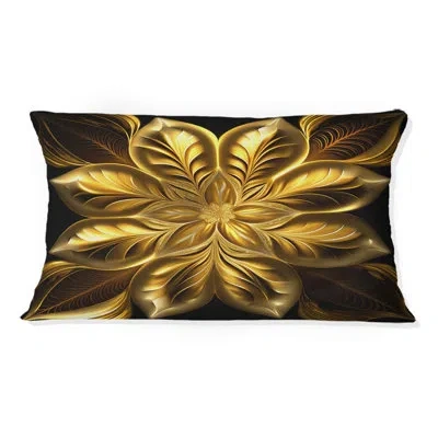 Design Art Golden Lily On Black Vi - Lily Printed Throw Pillow