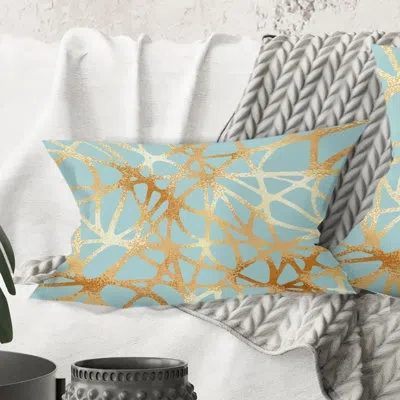 Design Art Golden Luxury Geometrics Iv - Mid-century Modern Printed Throw Pillow