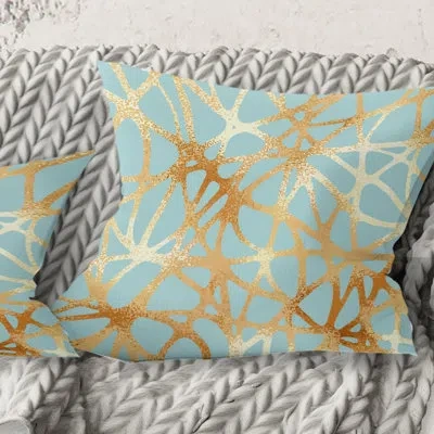 Design Art Golden Luxury Geometrics Iv - Mid-century Modern Printed Throw Pillow