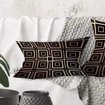 Design Art Golden Luxury Geometrics Xii - Mid-century Modern Printed Throw Pillow