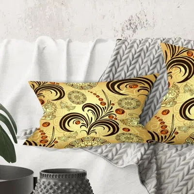 Design Art Golden Luxury Pattern I - Mid-century Modern Printed Throw Pillow