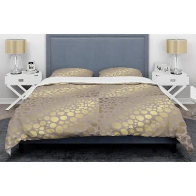 Design Art Golden Marble Design Iii - Glam Abstract Duvet Cover Set - Microfiber Polyester