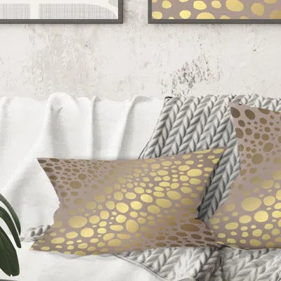 Design Art Golden Marble Design Iii - Mid-century Modern Printed Throw Pillow