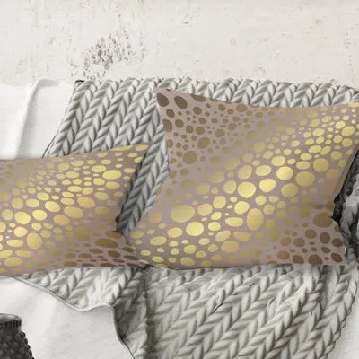 Design Art Golden Marble Design Iii - Mid-century Modernprinted Throw Pillow