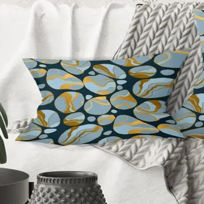 Design Art Golden Marble Design Iv - Mid-century Modern Printed Throw Pillow